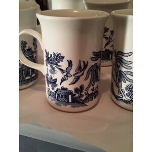 Vintage Blue Willow Tall Mug Coffee Tea Cup Churchill England Blue & White